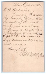 1889 CW Haller Esq Blair Nebraska NE Omaha NE Antique Posted Postal Card