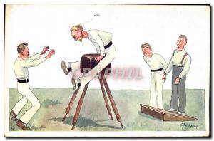 Old Postcard Illustrator Gymnastics