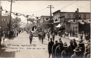 Tigerton Wisconsin RPPC 15th Annual Homecoming 1919 Street Scene RP Postcard W16