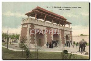 Old Postcard Marseilles Colonial Exhibition of Door & # 39Annam Elephant