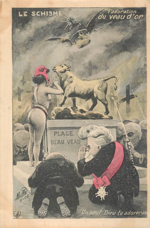 The Schism the adoration of the golden calf 1905 postcard