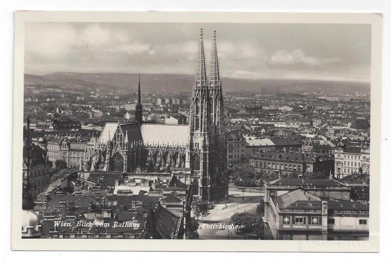 RPPC Austria Vienna Votivkirche Votive Church 1937 Aerial 