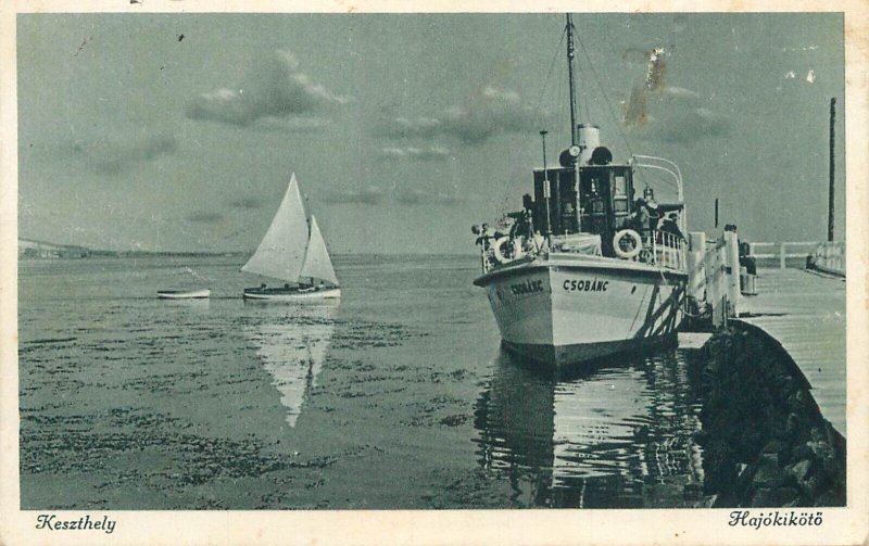 Navigation & sailing themed old postcard Hungary Keszthely cruise boat sailboat