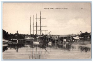 c1920 Harbor Scene Shipyard Dock Port Galleon Ship Thomaston Maine ME Postcard 