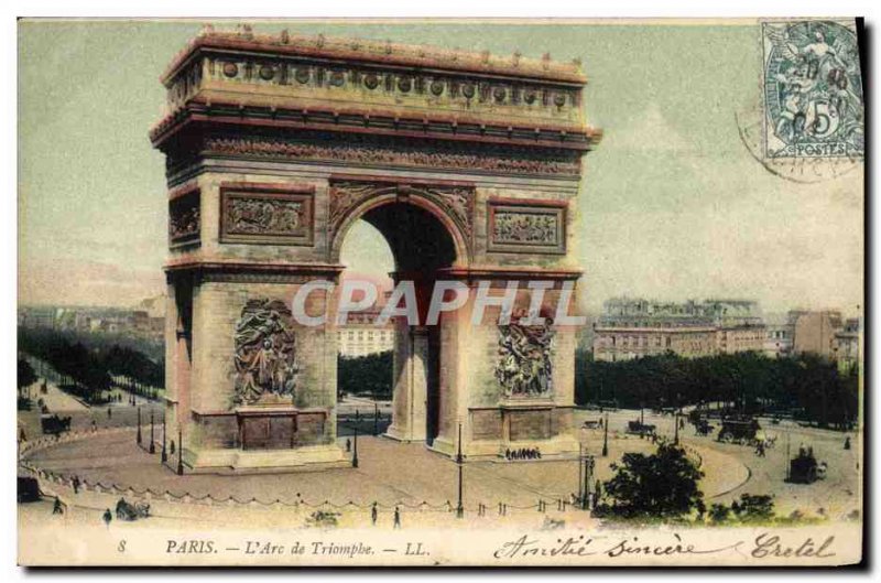 Old Postcard Paris L & # 39Arc De Triomphe
