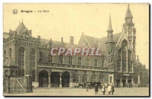 Belgie Belgium Bruges Old Postcard The station