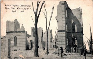 Massachusetts Chelsea Fire 12 April 1908 Ruins Of City Hall