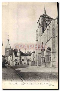 Postcard Avallon Old Church of Saint Lazarus and the Clock Tower