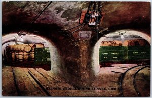 VINTAGE POSTCARD THE ILLINOIS UNDERGROUND TUNNEL AT CHICAGO c. 1910s