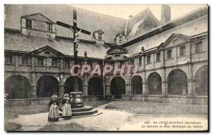 Postcard Old Ste Anne D Auray Calvary and Inner Court Cloitre Folklore Costume