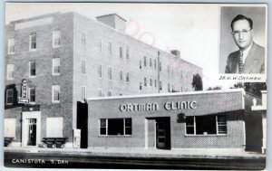 c1930s Canistota, S. Dak RPPC Dr Ortman Clinic Hotel Real Photo Postcard A95