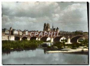 Postcard Modern Orleans Vue Generale The Bridge on the Loire and the Cathedral