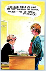 Risque Humor Doctor Sex Pills Prescription Stiff Neck Bamforth Vintage Postcard