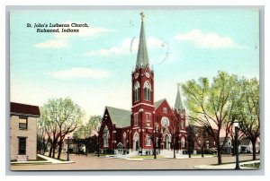 Vintage 1947 Postcard Panoramic View St. John's Lutheran Church Richmond Indiana