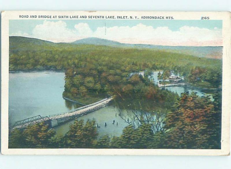 W-Border BRIDGE AT SIXTH AND SEVENTH LAKE Adirondacks - Inlet New York NY H8865