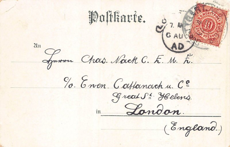 A137 Germany Stuttgart Old Castle Market vintage postcard