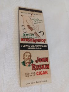 John Ruskin Cigar 20 Front Strike Matchbook Cover