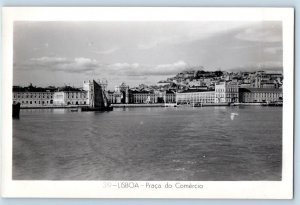 Lisboa Portugal Postcard Commerce Square c1930's Vintage Unposted RPPC Photo
