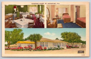 St Augustine Florida~Courtesy Court Interior & Exterior Scenes~Vintage Linen PC