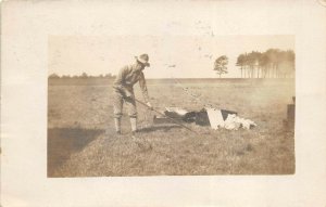 US Army Military pre WWI 1909 RPPC Real Photo Soldier With Camp Gear