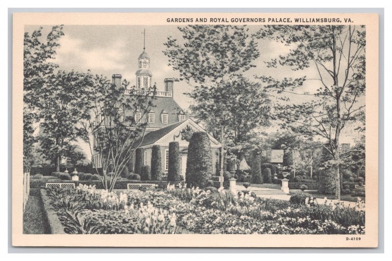 Williamsburg VA. Virginia Gardens And Royal Governors Palace Postcard