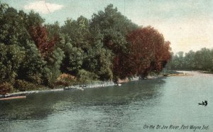 Vintage Postcard 1907 View on The St. Joe River Fort Wayne Indiana IND