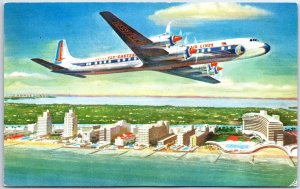 VINTAGE POSTCARD EASTERN AIRLINES' GOLDEN FALCON (DC-78) AIRLINER 1950s