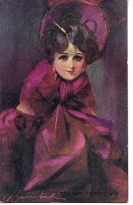 The Girl in Crimson by Barribal Old English Valentines Artotype Ser. Postcard