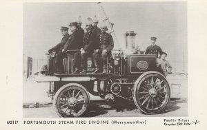 Portsmouth Steam Fire Engine Merryweather Real Photo Repro Postcard