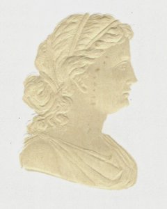 1870s-80s Heavily Embossed Paper Cameo Greek Roman Lady F140