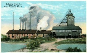 1920's Industrial Coal Mine in West Frankfort, Ill. Vintage Postcard P87