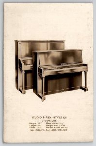 RPPC Studio Piano Advertising c1906 Postcard G22