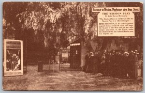 Vtg San Gabriel California CA Entrance to Mission Playhouse from Street Postcard