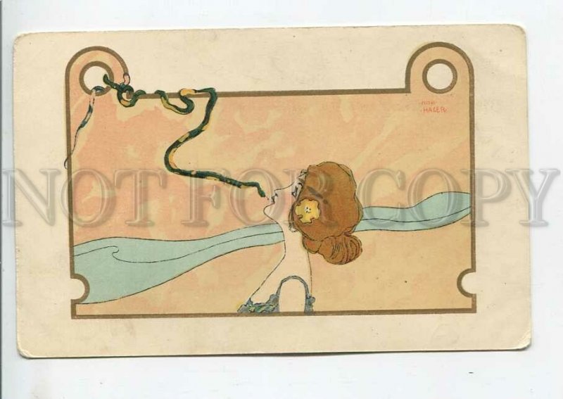 443956 ART NOUVEAU Nini HAGER Dancer w/ SNAKE Raphael KIRCHNER Vintage postcard