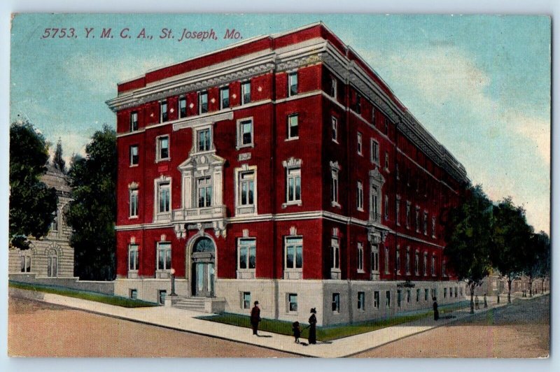 St. Joseph Missouri MO Postcard YMCA Exterior Building c1910's Vintage Antique