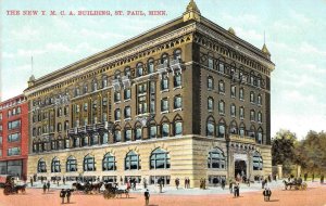 ST PAUL, Minnesota MN    NEW YMCA BUILDING & Street View   ca1910's Postcard