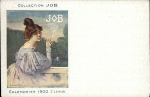 Art Nouveau Woman Smoking Collection Job Cigarettes Advertising Postcard #1