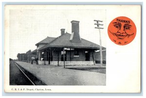 1908 C. R. I. & P. Depot Train Station Clarion Iowa IA Posted Antique Postcard