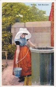 Netherlands Zuid Beveland Young Girl Getting Water