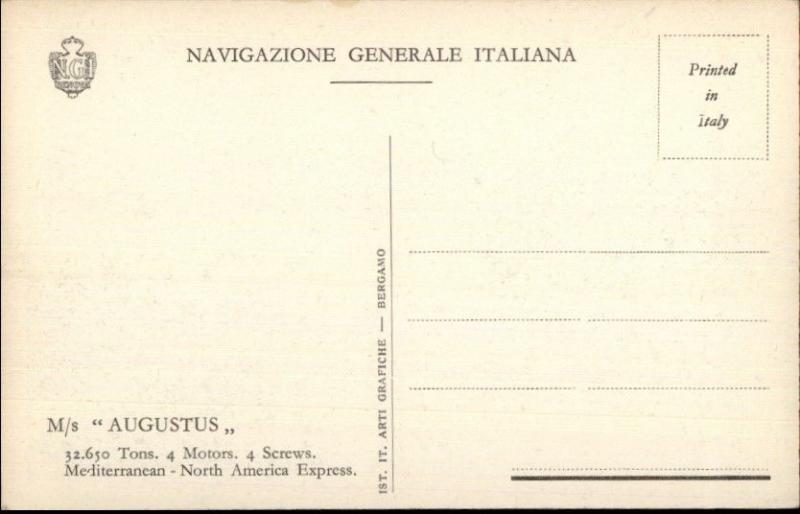 Steamship Interior M/S Augustus Verandah Promenade c1910 Postcard