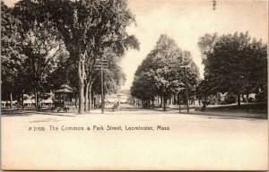 Vtg Leominster Massachusetts MA The Common & Park Street pre-1908 View Postcard
