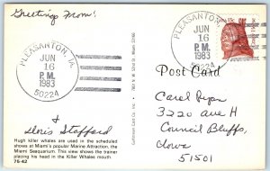 1983 Pleasanton, IA Post Office Cancel Postcard Town USPO Postal History A267