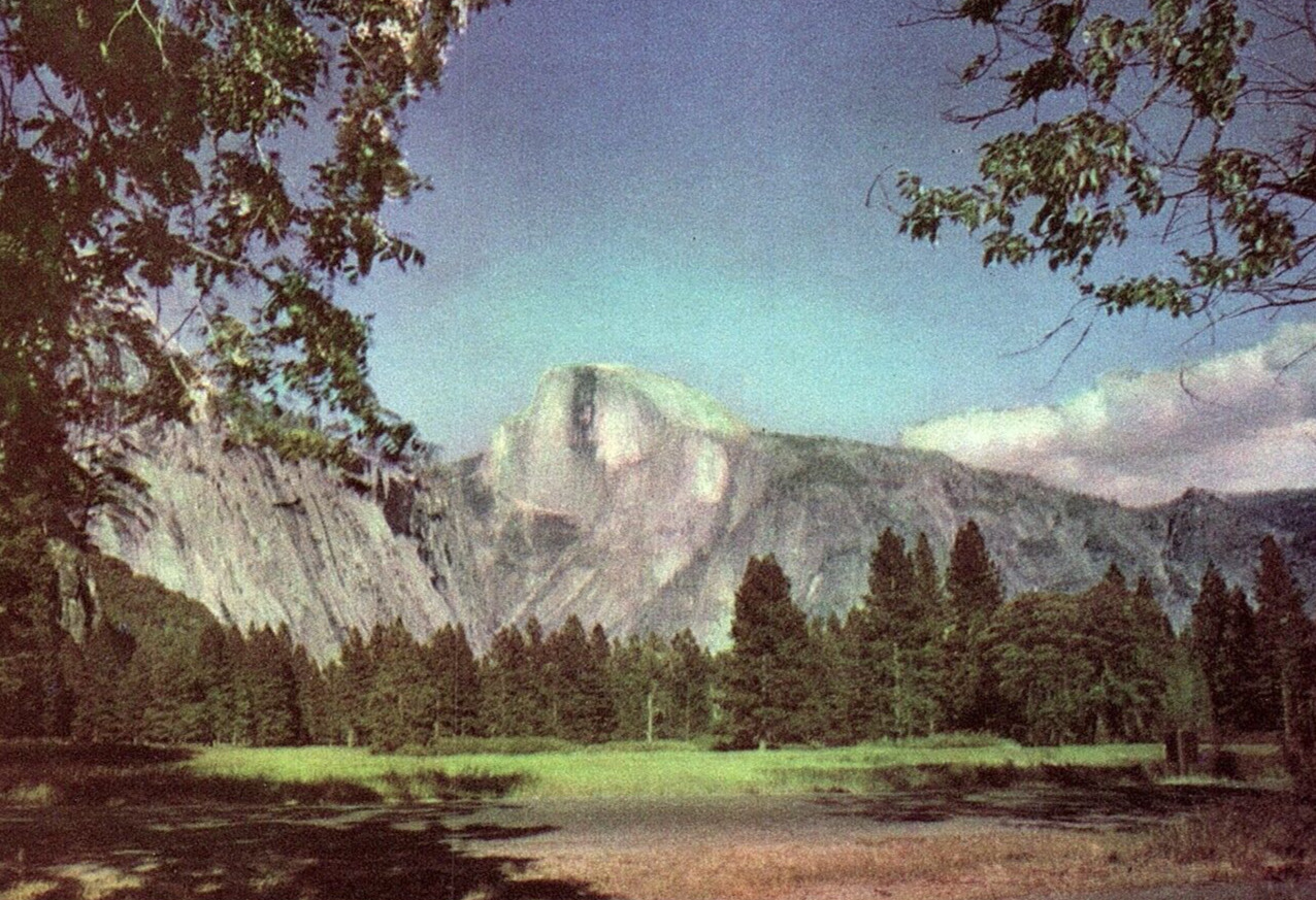 1950s Yosemite National Park CA Half Dome Union 76 Gasoline AD Postcard