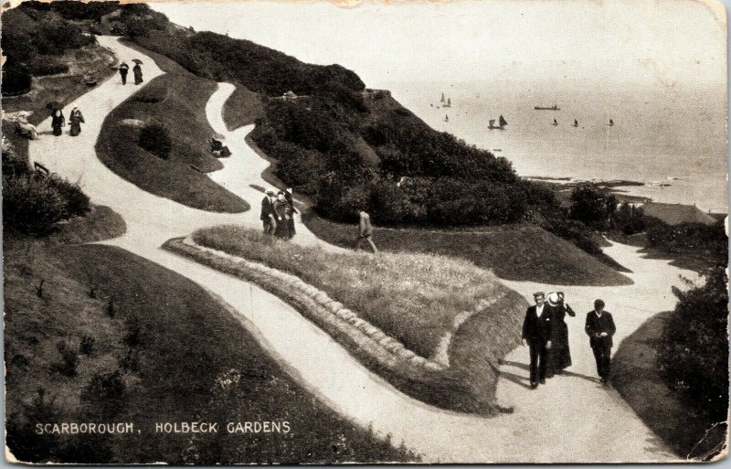 POSTCARD HOLBECK GARDENS, SCARBOROUGH, NORTH YORKSHIRE, RP. RED ONE PENNY POSTED