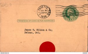US Postal stationery 1c La Fayette 1936 to delmar Del Packaging Digest