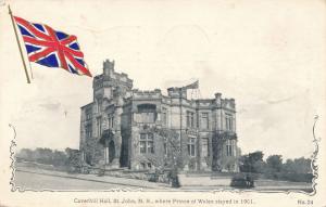 Caverhill Hall at Saint John NB, New Brunswick, Canada - Embossed Flag - pm 1908