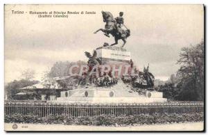 Old Postcard Torino Monumento al Principe Amedeo Di Savoia