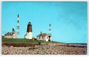 NARRAGANSETT BAY, RI Rhode Island ~ POINT JUDITH LIGHTHOUSE c1960s Postcard