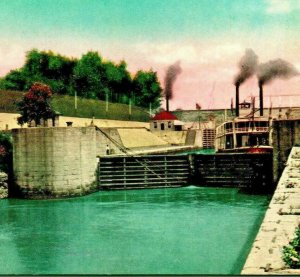 New Canal Locks Louisville Kentucky KY UP 1910s Vtg Postcard Unused Q21