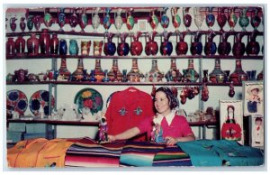 c1960 Colorful Curio Shop Ceramic Vase Interior Mexicali Old Mexico MX Postcard
